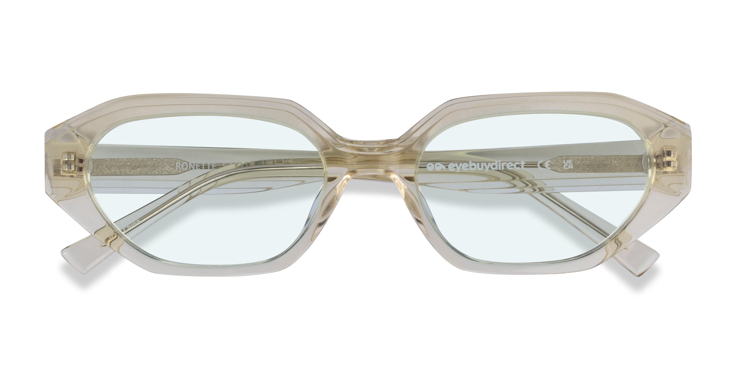 Ronette - Cat Eye Crsytal Yellow Frame Sunglasses For Women