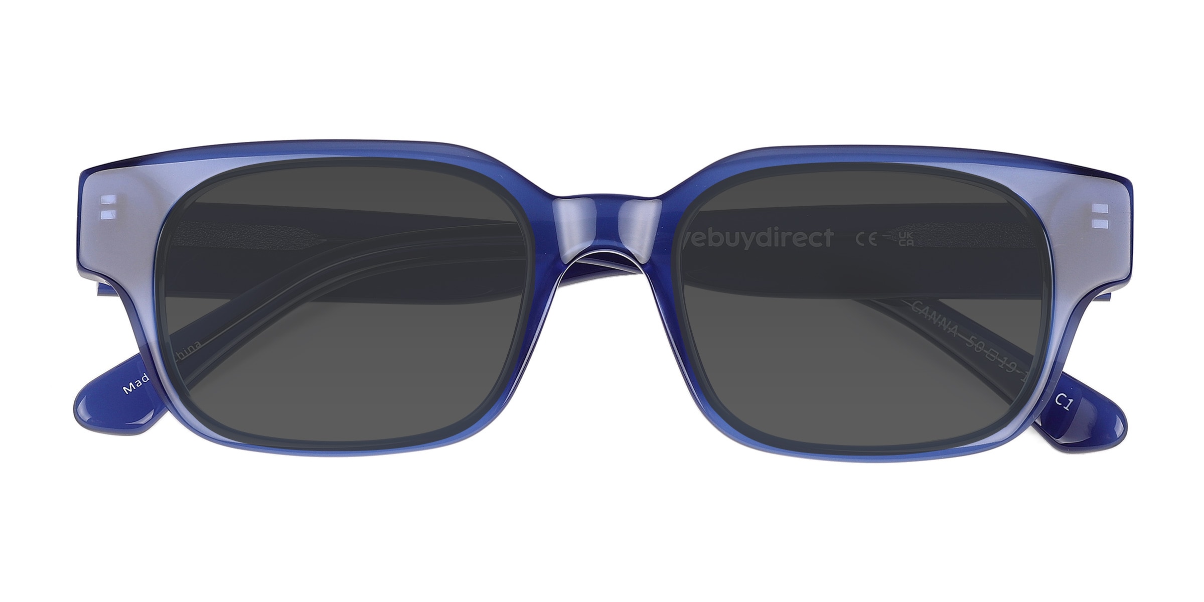 Canna - Rectangle Crystal Blue Frame Prescription Sunglasses