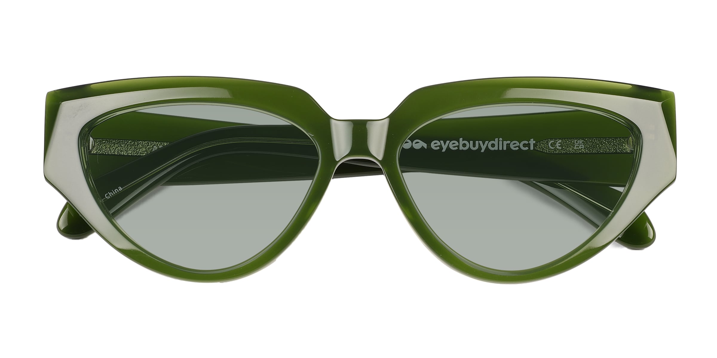 Aria - Cat Eye Bilayer Green Frame Sunglasses For Women