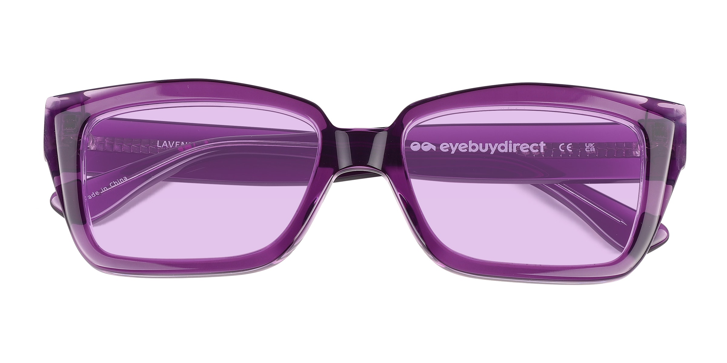 Lavendula - Cat Eye Crystal Purple Frame Sunglasses For Women