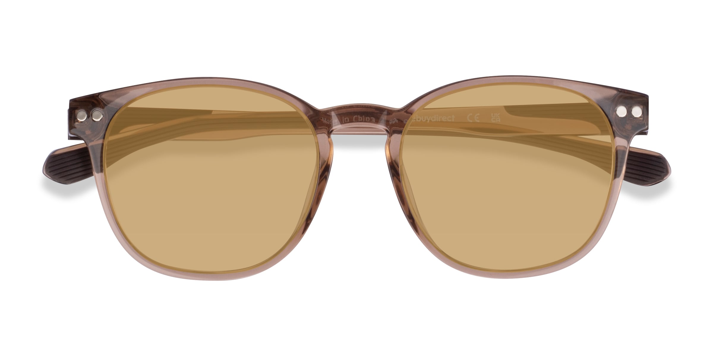 Pep - Round Shiny Crystal Nude Frame Prescription Sunglasses
