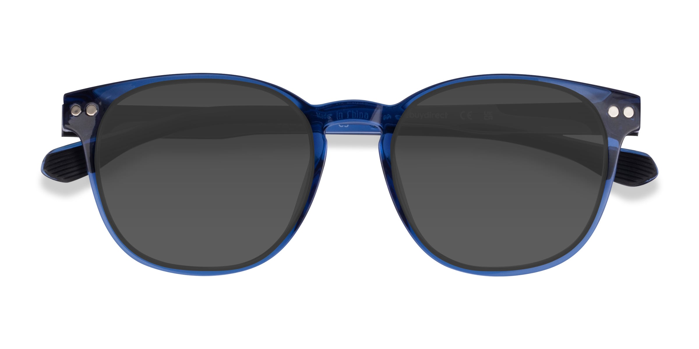 Pep - Round Shiny Crystal Blue Frame Prescription Sunglasses