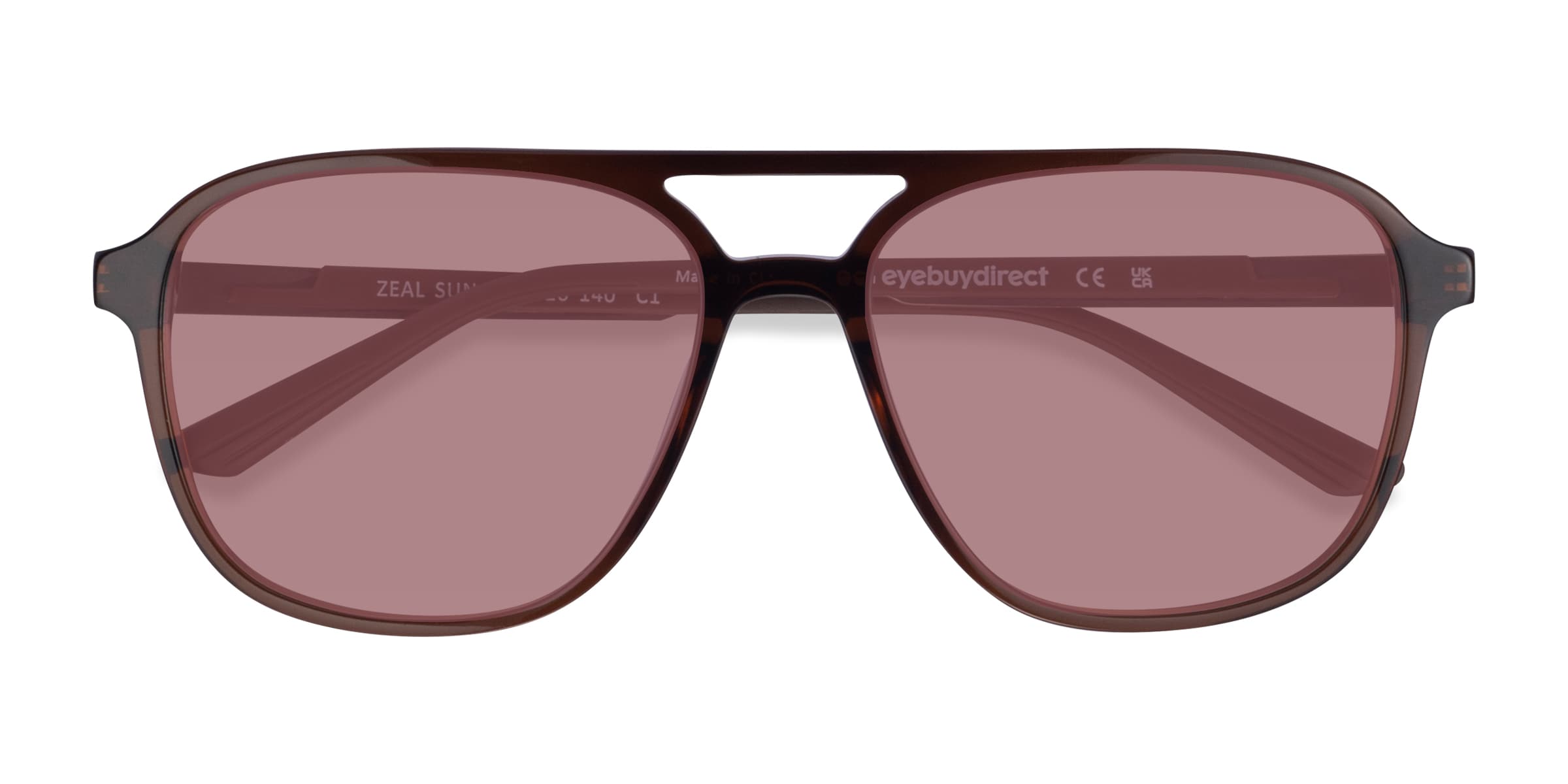 Zeal Sun - Aviator Shiny Crystal Brown Frame Prescription Sunglasses