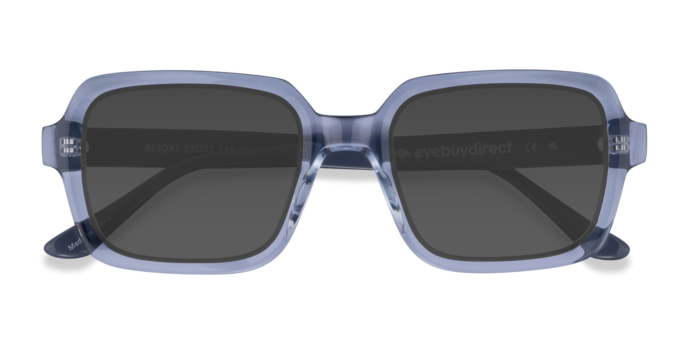 Resort - Square Clear Blue Frame Prescription Sunglasses