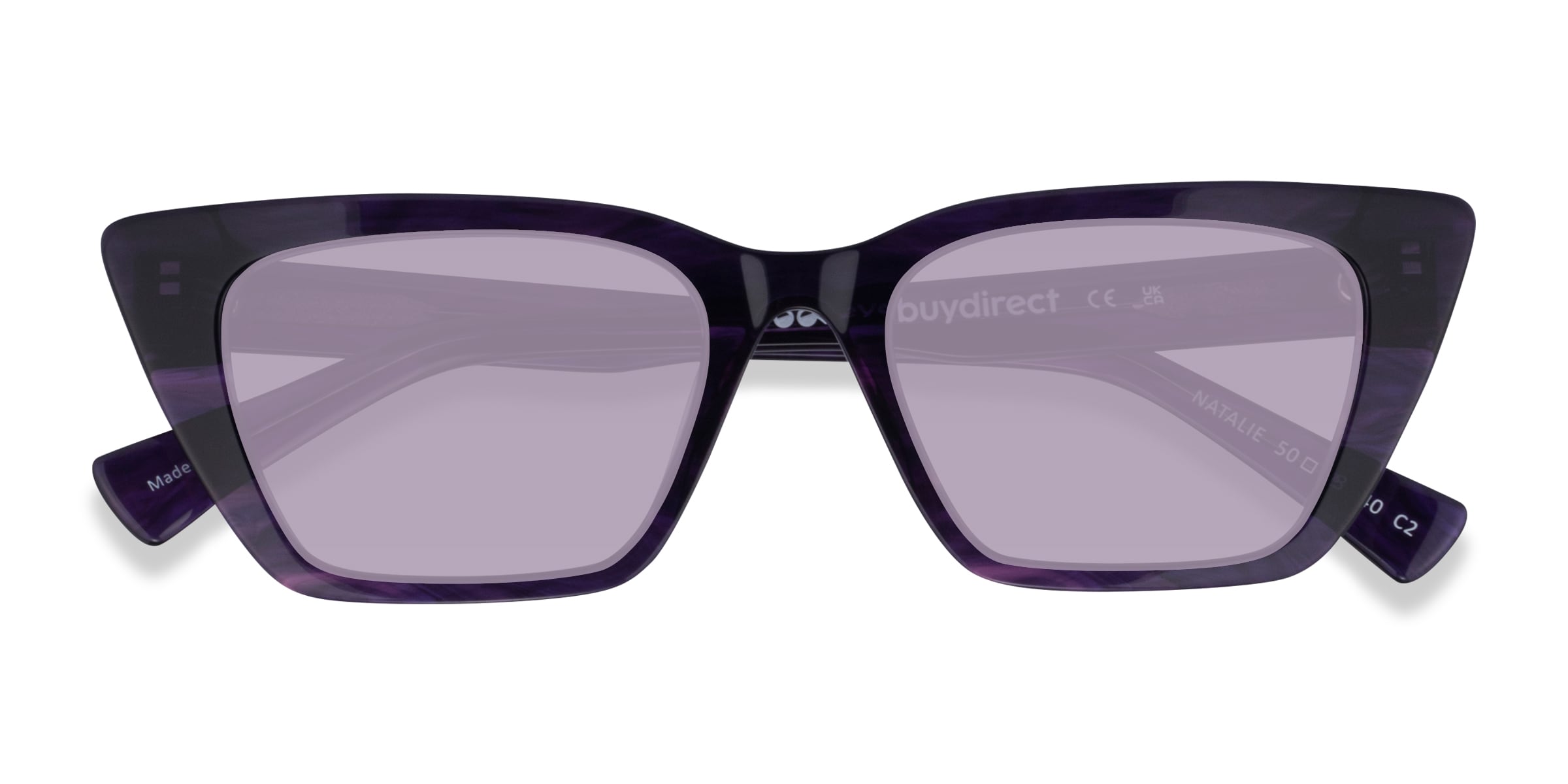 Natalie - Cat Eye Purple Frame Sunglasses For Women