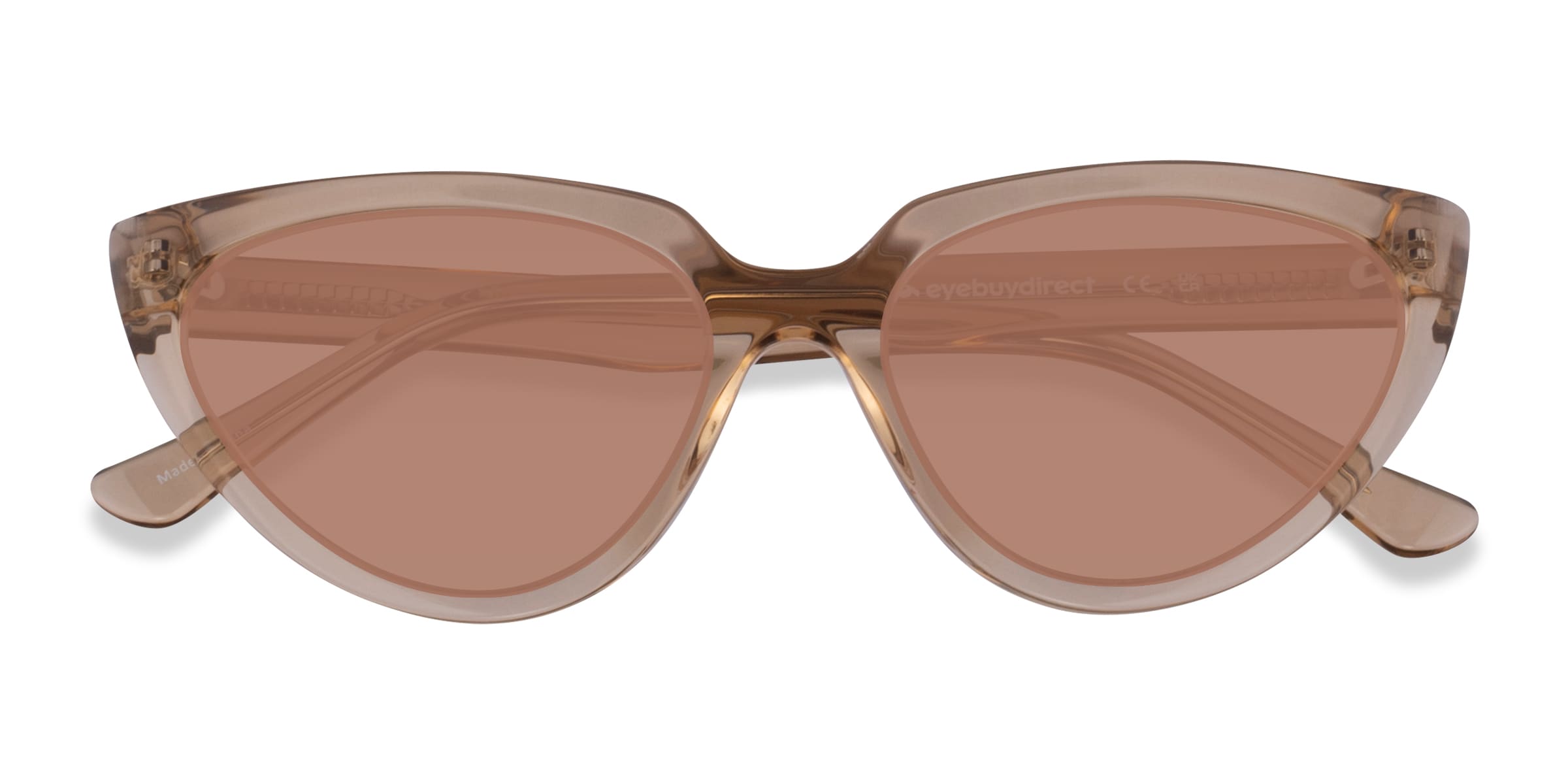 Ariana - Cat Eye Champagne Frame Sunglasses For Women