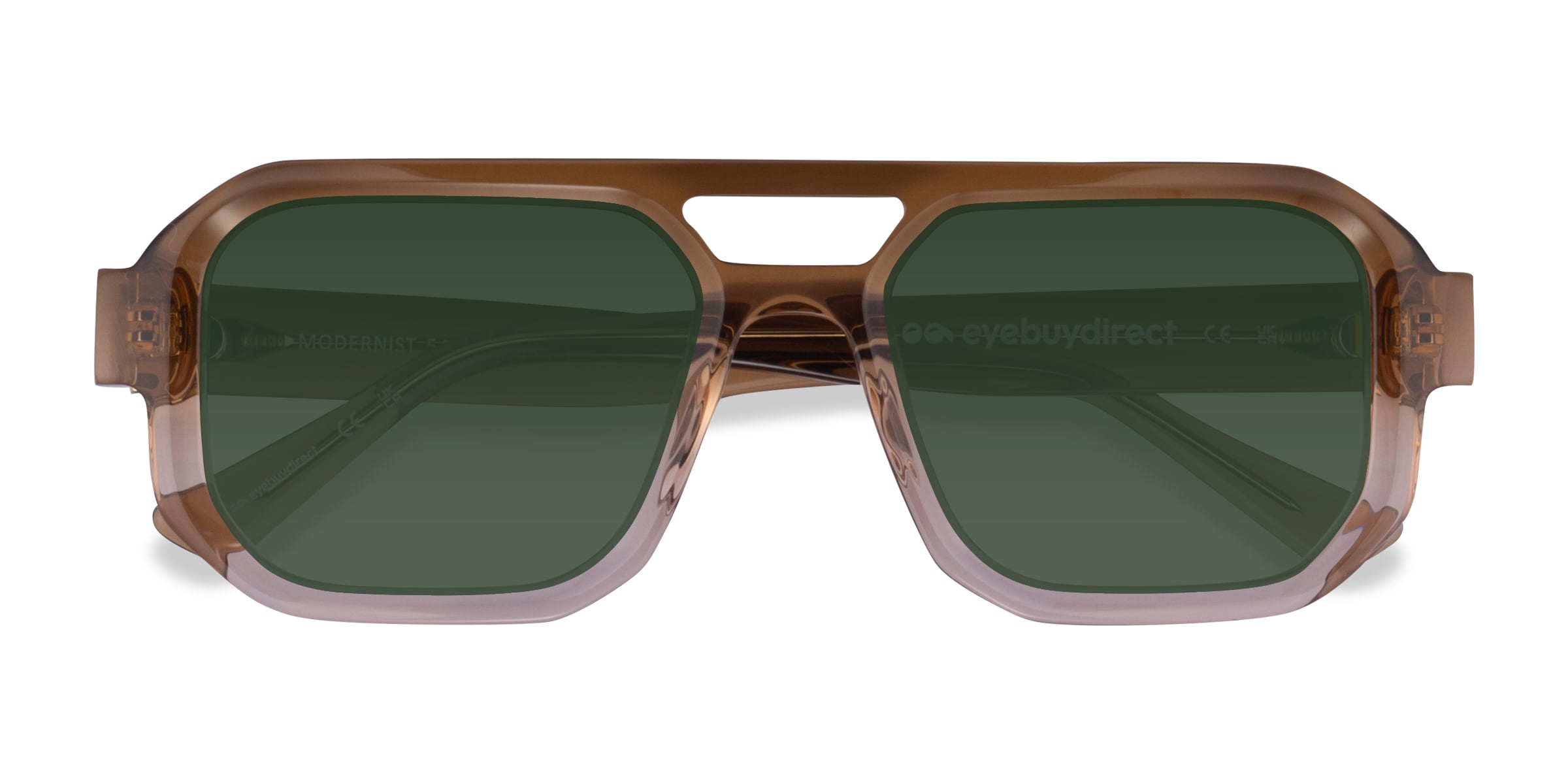Modernist - Aviator Gradient Brown Crystal Frame Prescription Sunglasses
