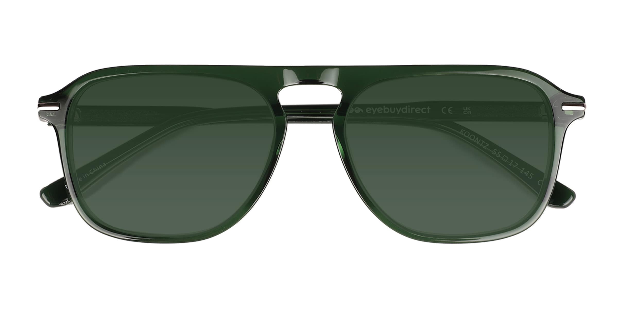 Koontz - Square Crystal Green Frame Sunglasses For Men