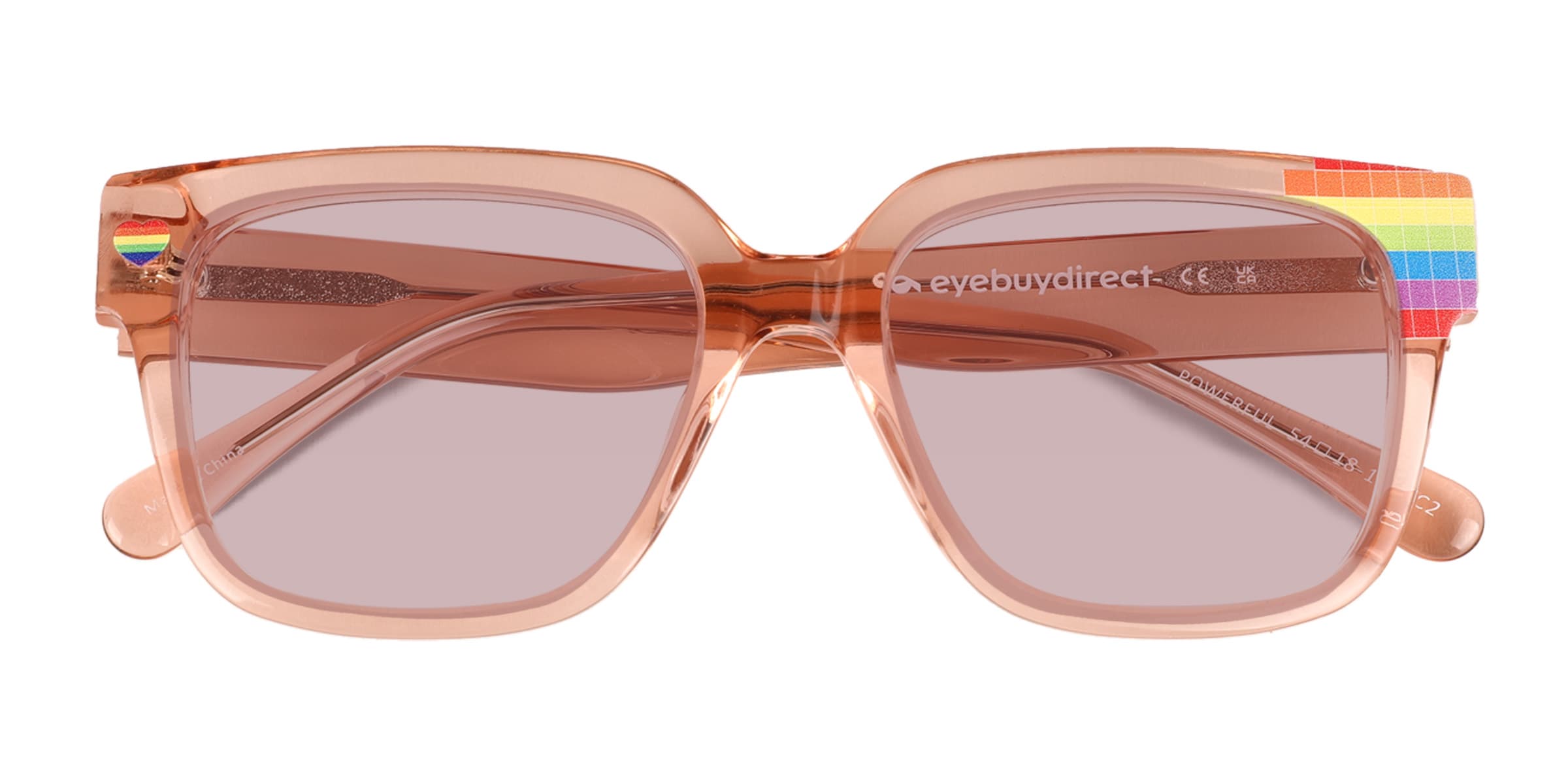 Powerful - Square Clear Champagne Frame Prescription Sunglasses