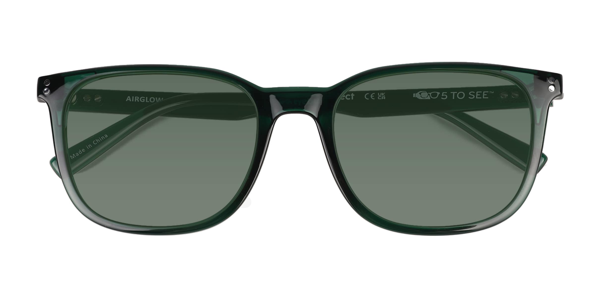 Airglow - Square Crystal Green Frame Prescription Sunglasses