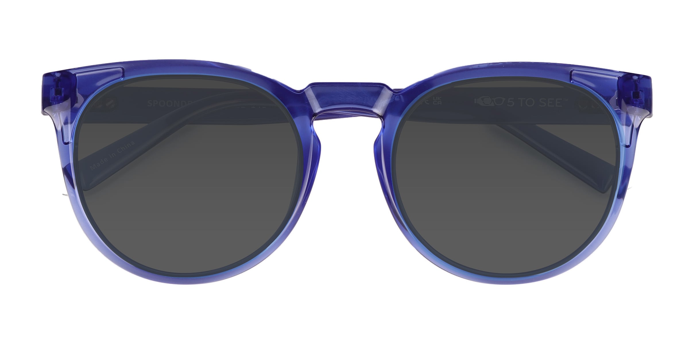 Spoondrift - Round Crystal Blue Frame Prescription Sunglasses
