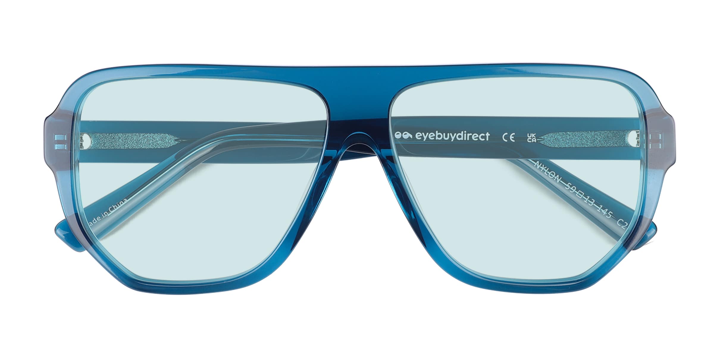 Nylon - Aviator Crystal Blue Frame Sunglasses For Men