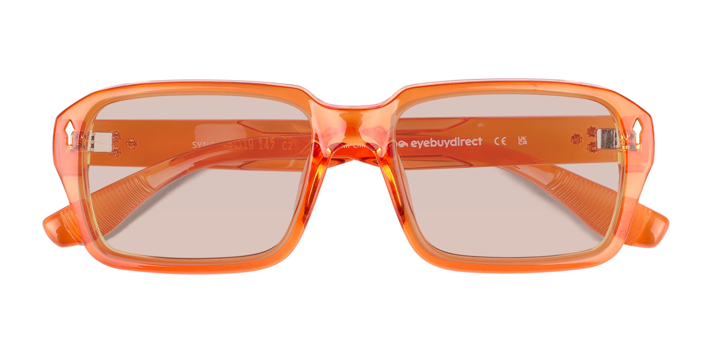 Sync - Square Crystal Orange Frame Sunglasses For Men