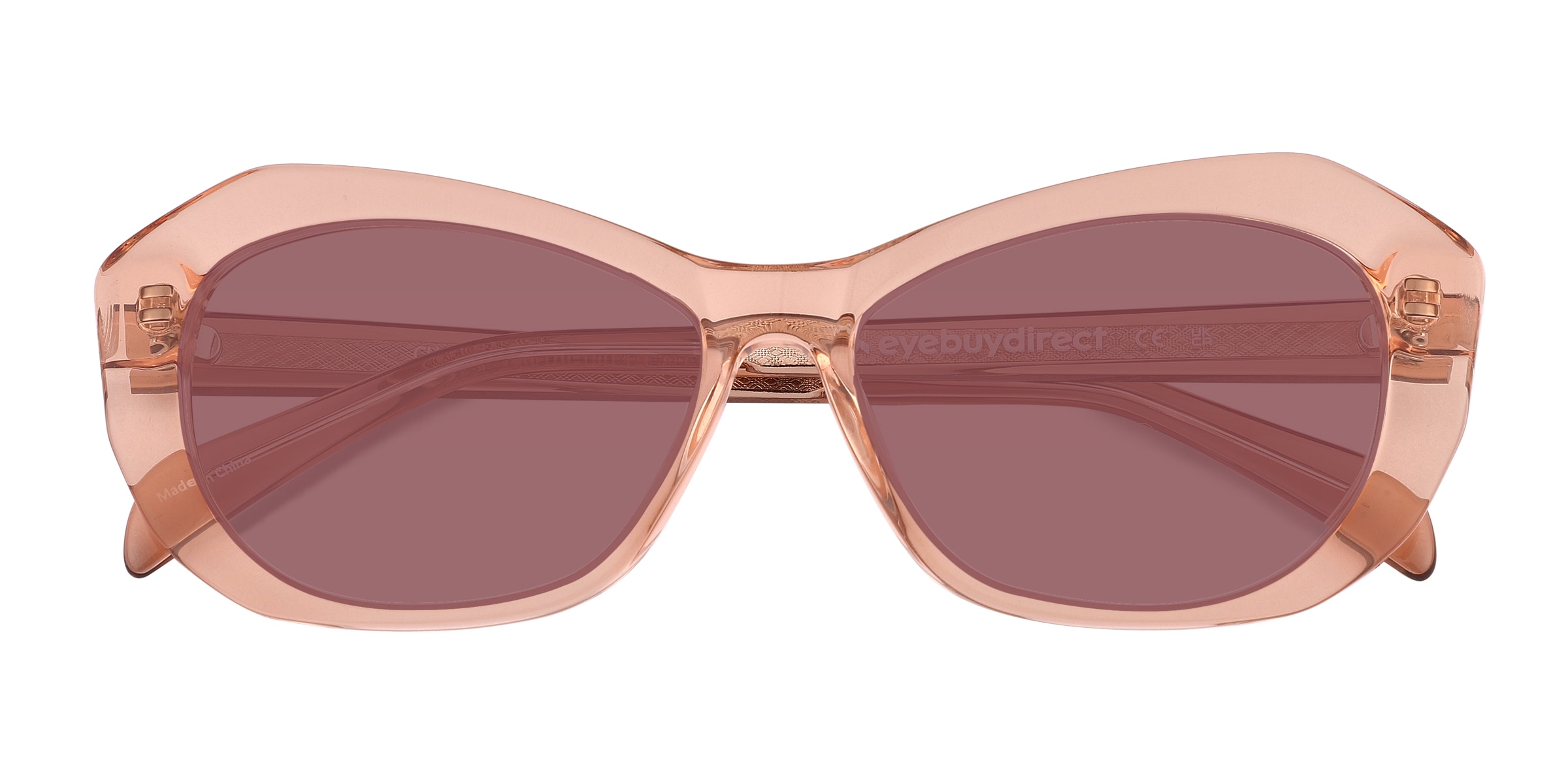 Cha Cha - Cat Eye Translusant Peach Frame Sunglasses For Women