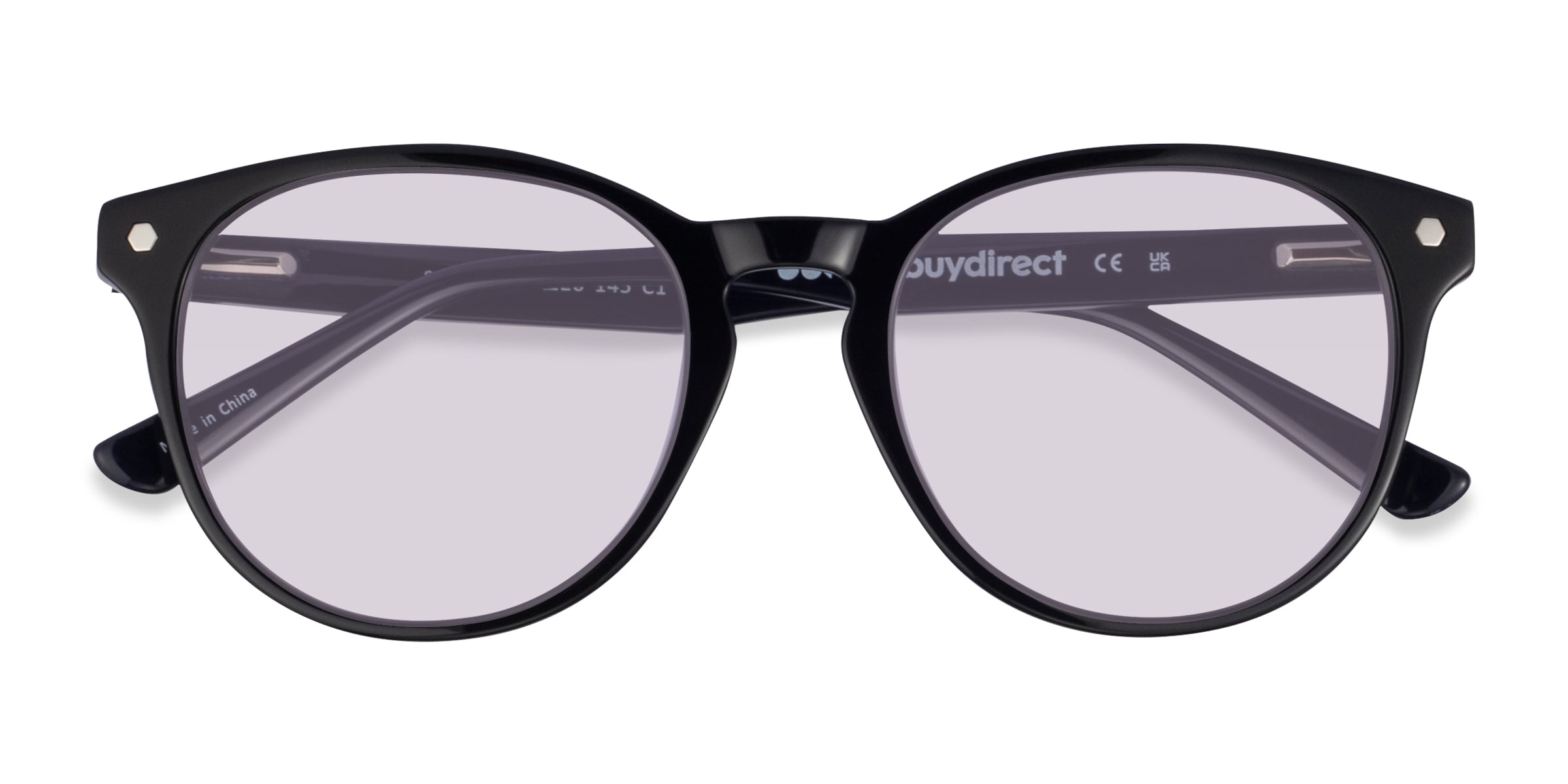 Stucco - Round Black Purple Check Frame Prescription Sunglasses