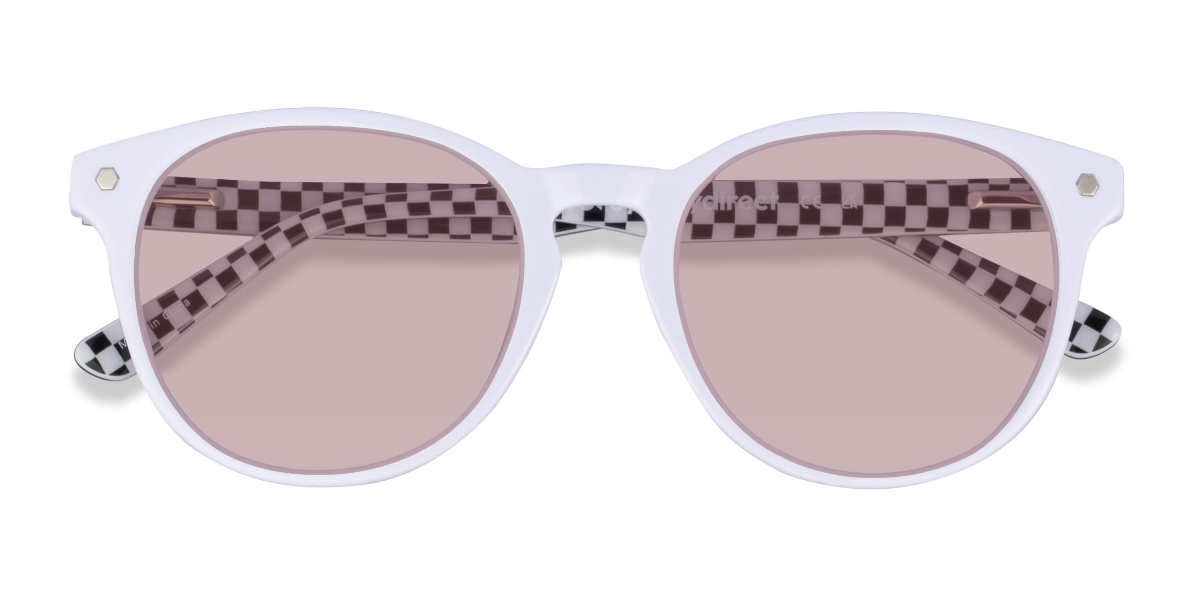 Stucco - Round Solid White Frame Prescription Sunglasses