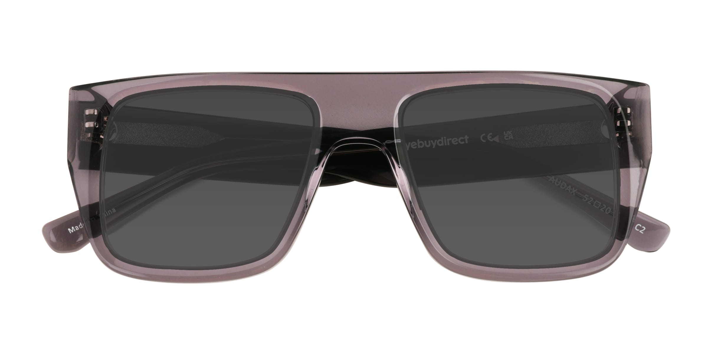 Audax - Square Shiny Silver Gray Frame Sunglasses For Men