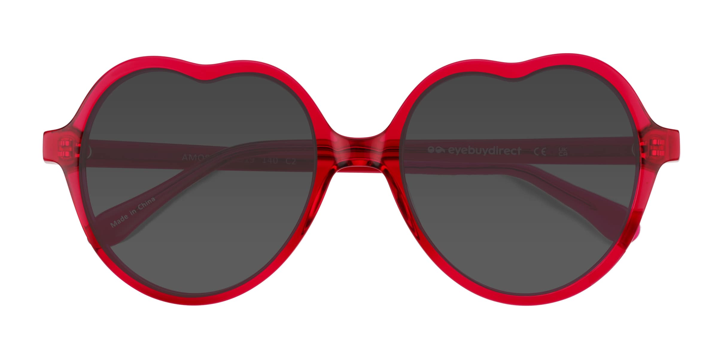 Amora - Heart Crystal Red Frame Sunglasses For Women