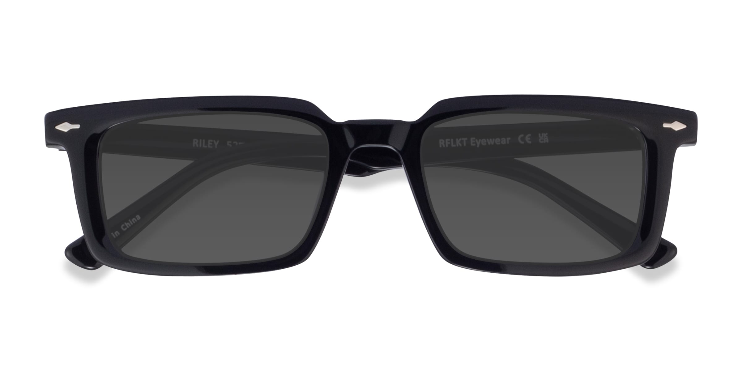Riley - Rectangle Black Frame Prescription Sunglasses