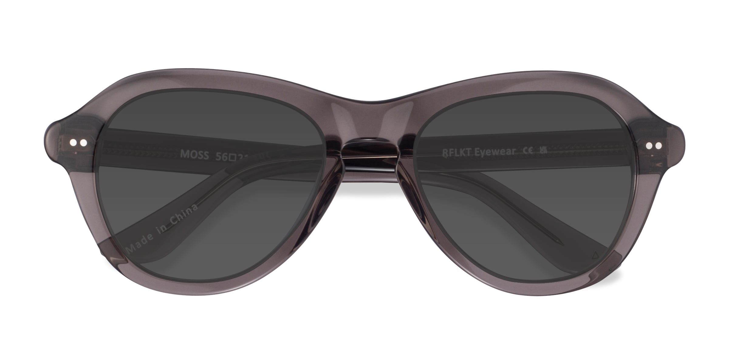 Moss - Round Crystal Gray Frame Prescription Sunglasses