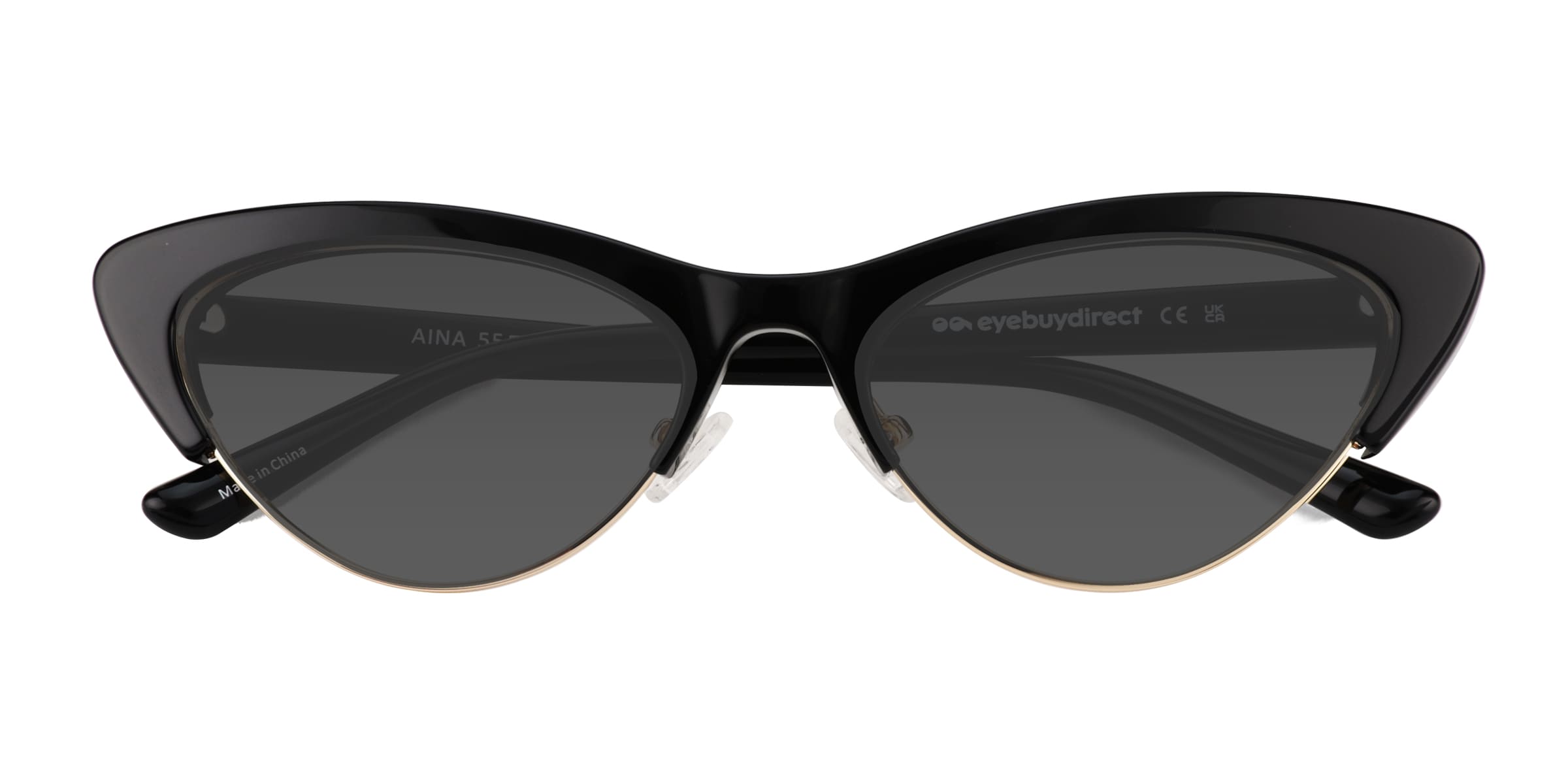 Aina - Cat Eye Black Gold Frame Prescription Sunglasses