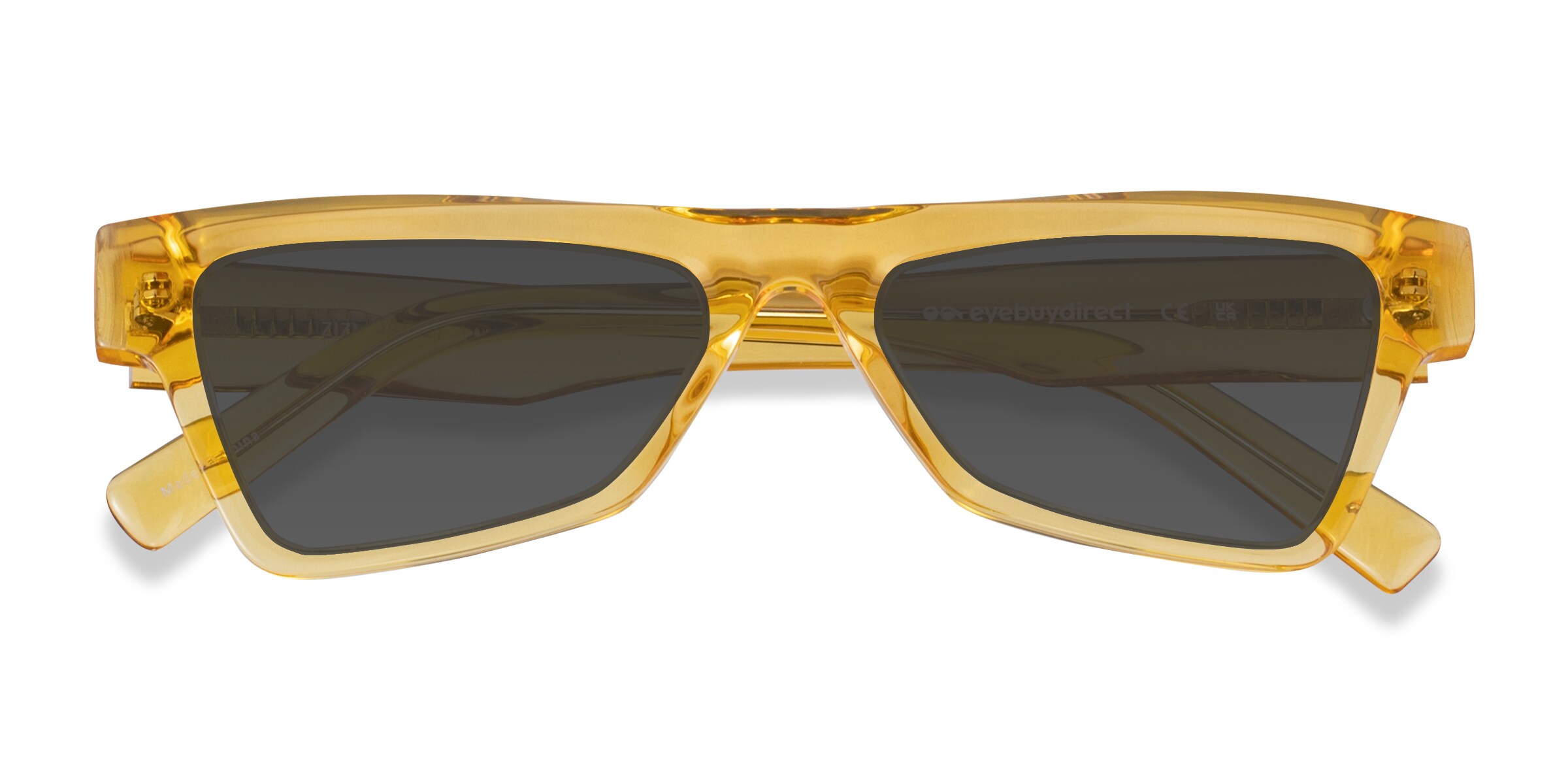 Zizi - Cat Eye Crystal Yellow Frame Sunglasses For Men