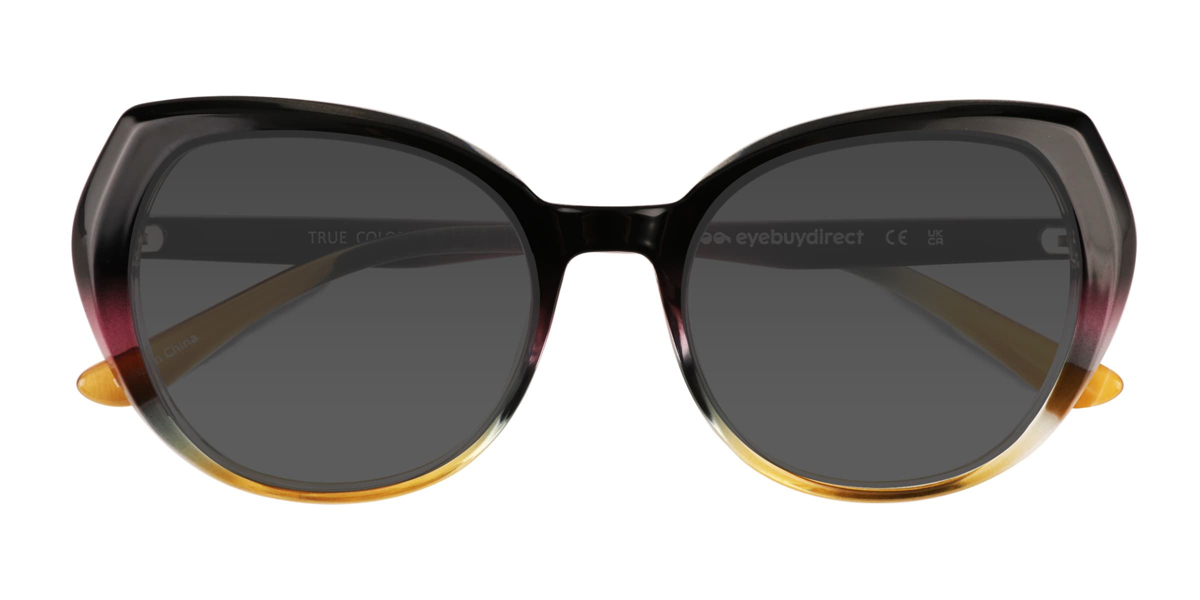 True Colors - Cat Eye Black Yellow Frame Sunglasses For Women