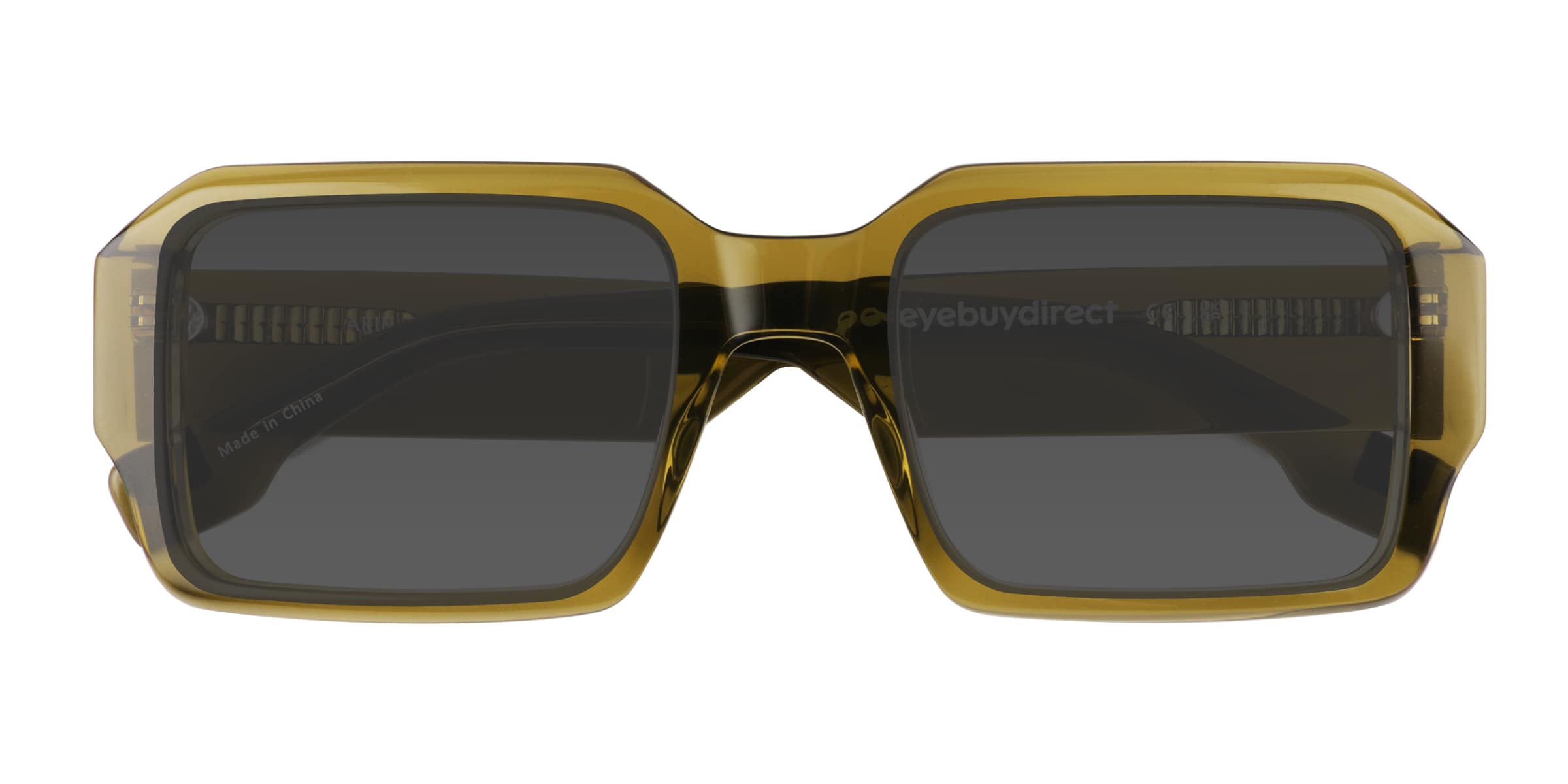 Arin - Rectangle Clear Green Frame Sunglasses For Men