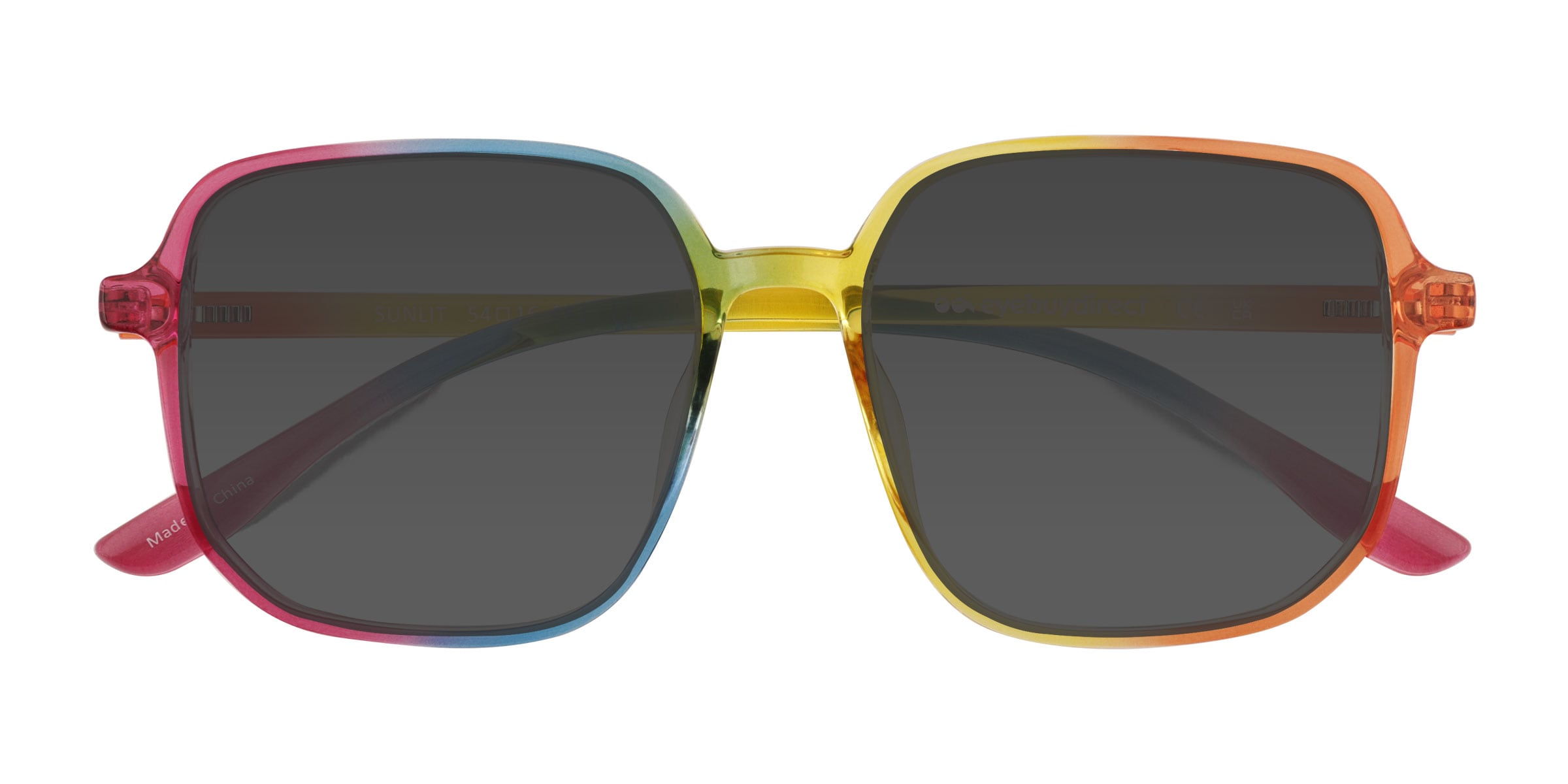 Sunlit - Square Clear Rainbow Frame Prescription Sunglasses