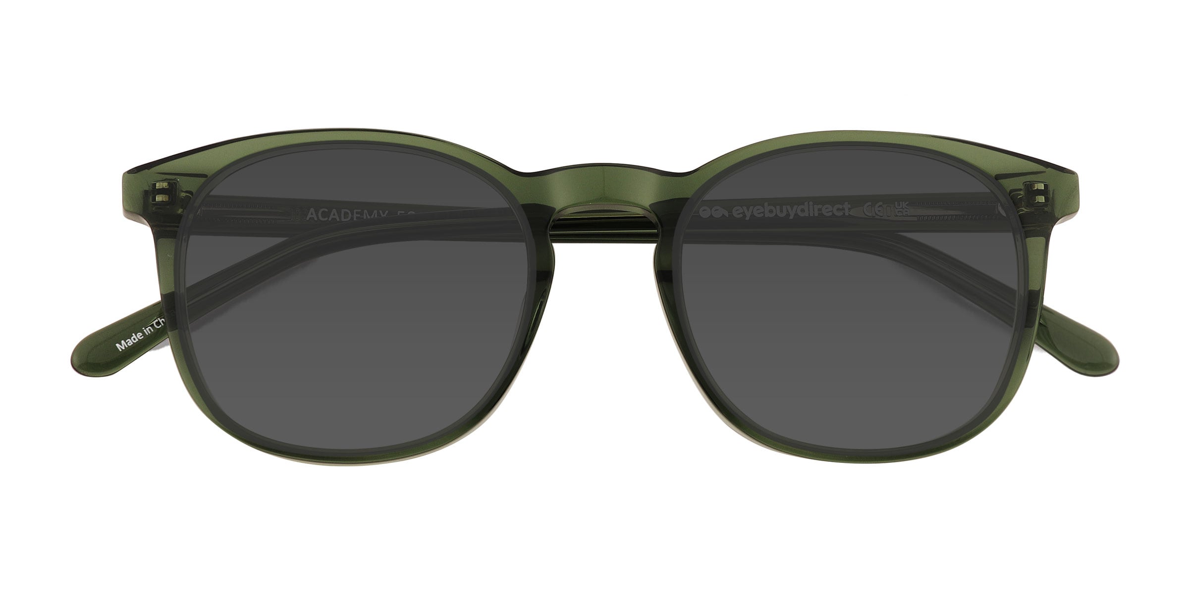 Academy - Round Clear Green Frame Prescription Sunglasses
