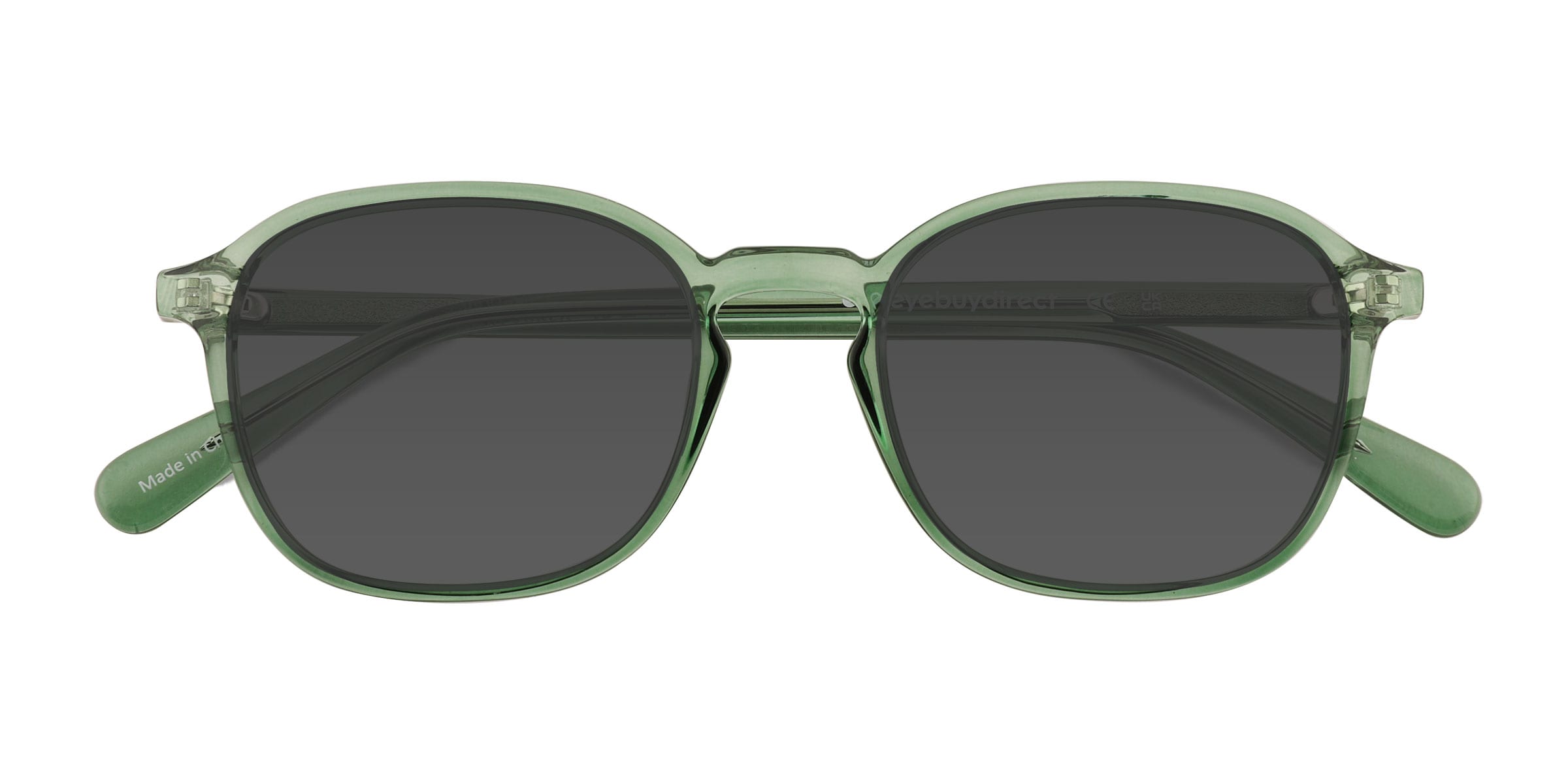Malarkey - Square Shiny Clear Green Frame Sunglasses