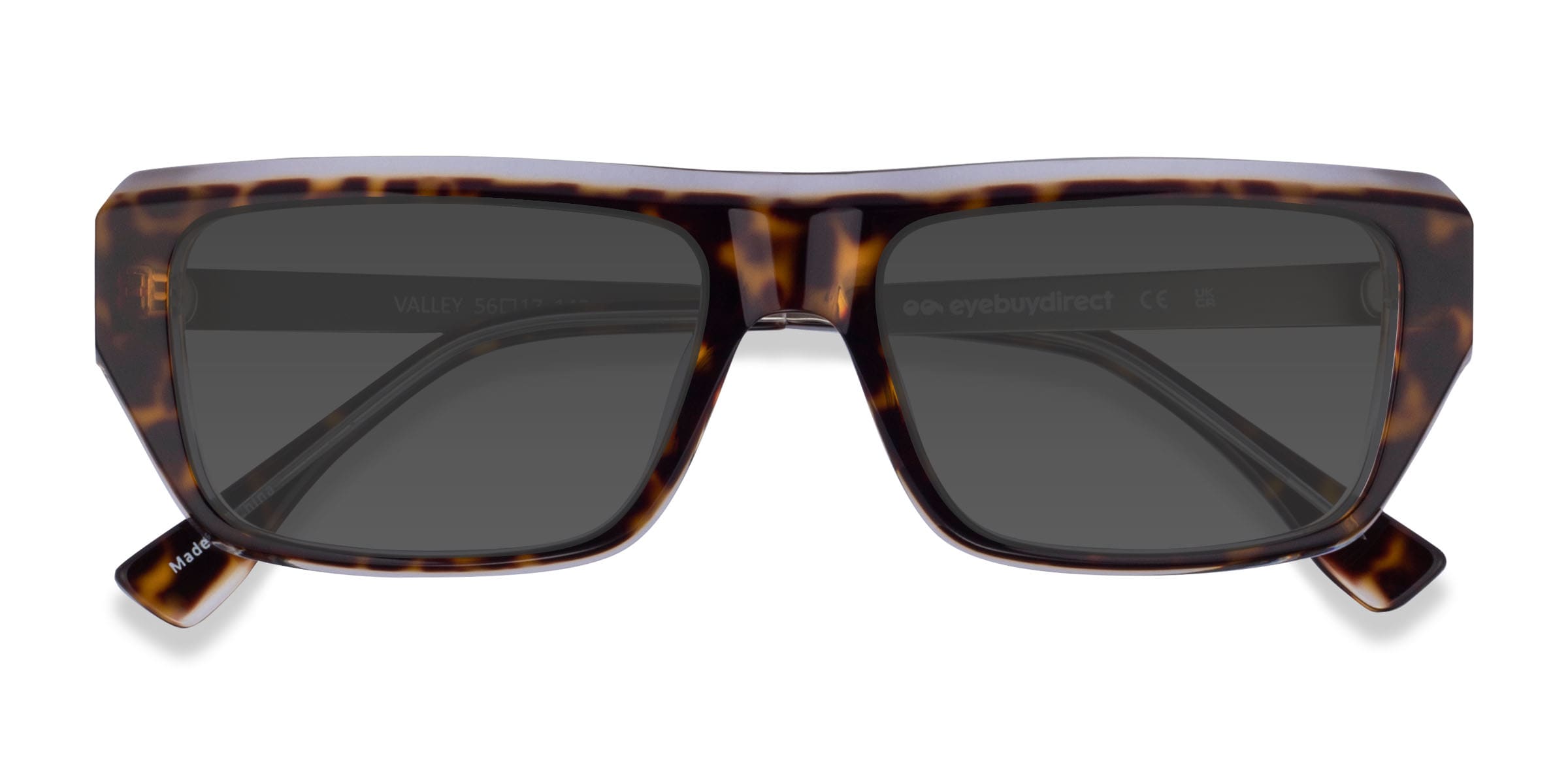Valley - Rectangle Crystal Tortoise Frame Prescription Sunglasses