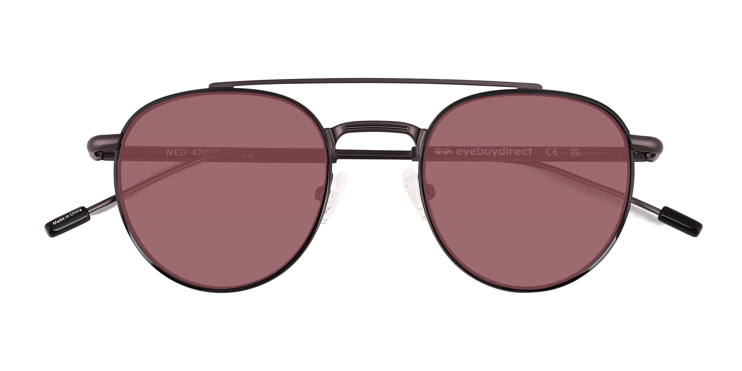 Ned - Aviator Solid Black Frame Prescription Sunglasses