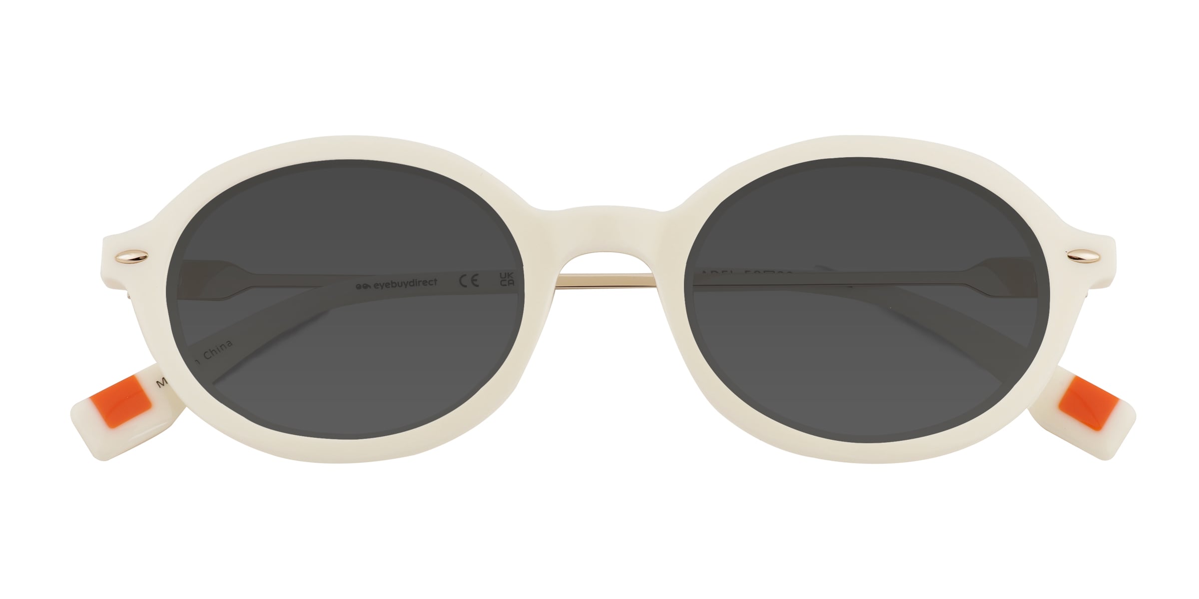 Adel - Oval White Frame Prescription Sunglasses
