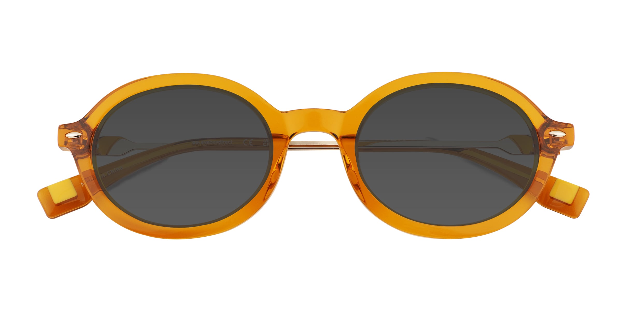 Adel - Oval Clear Orange Frame Prescription Sunglasses