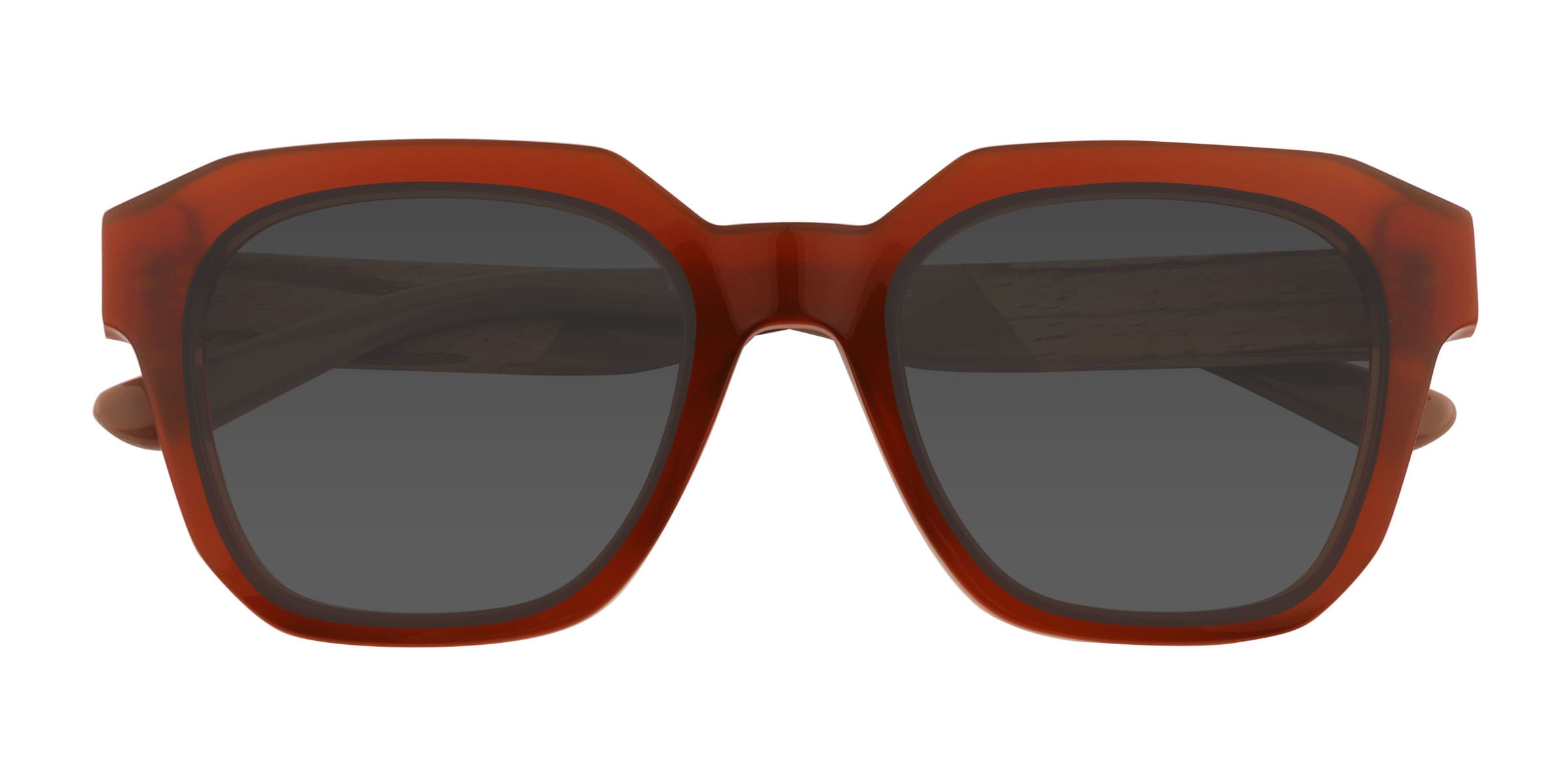 Teak - Square Crystal Dark Orange Frame Prescription Sunglasses