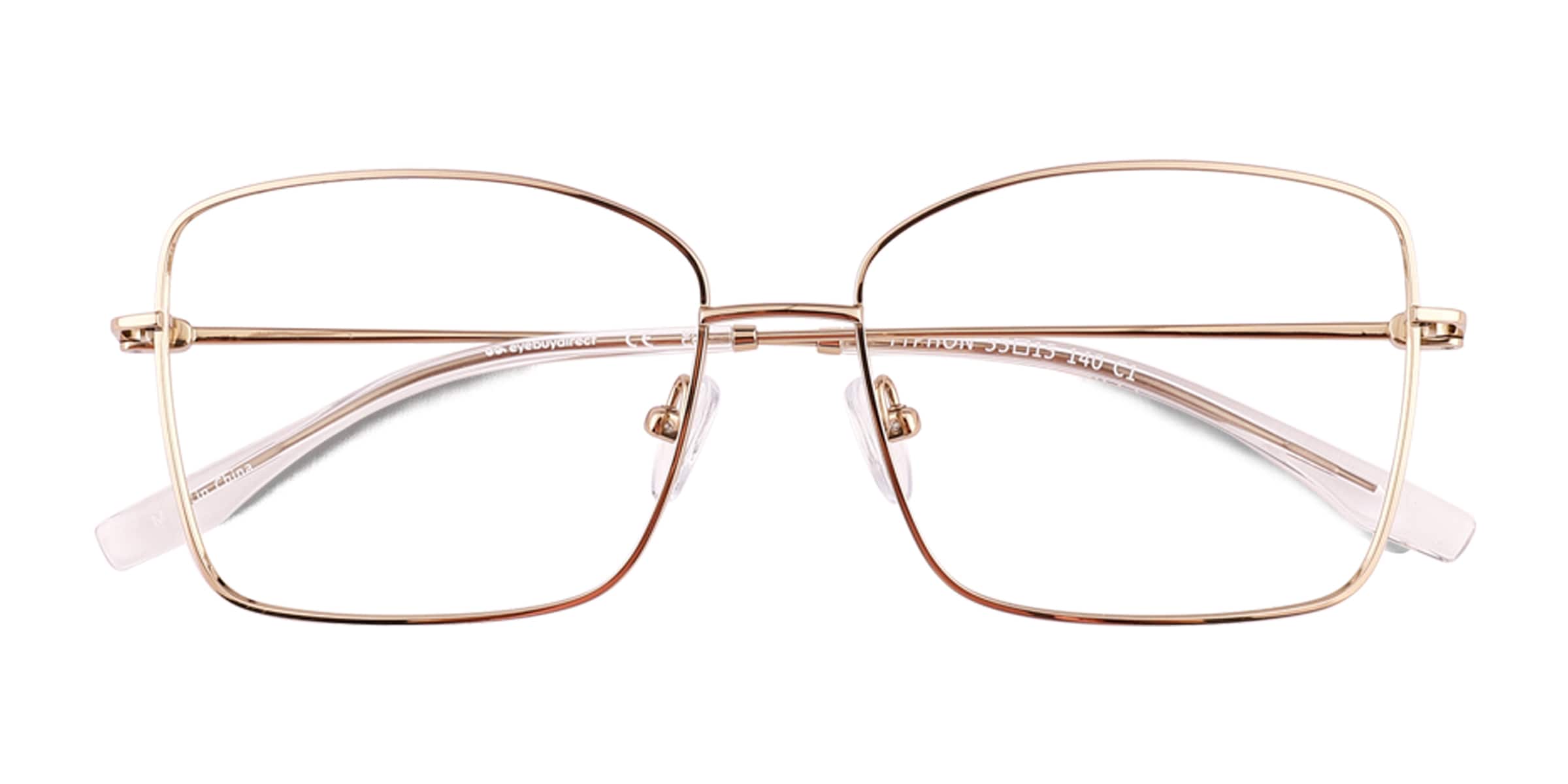 Typhon Cat Eye Shiny Gold Full Rim Eyeglasses